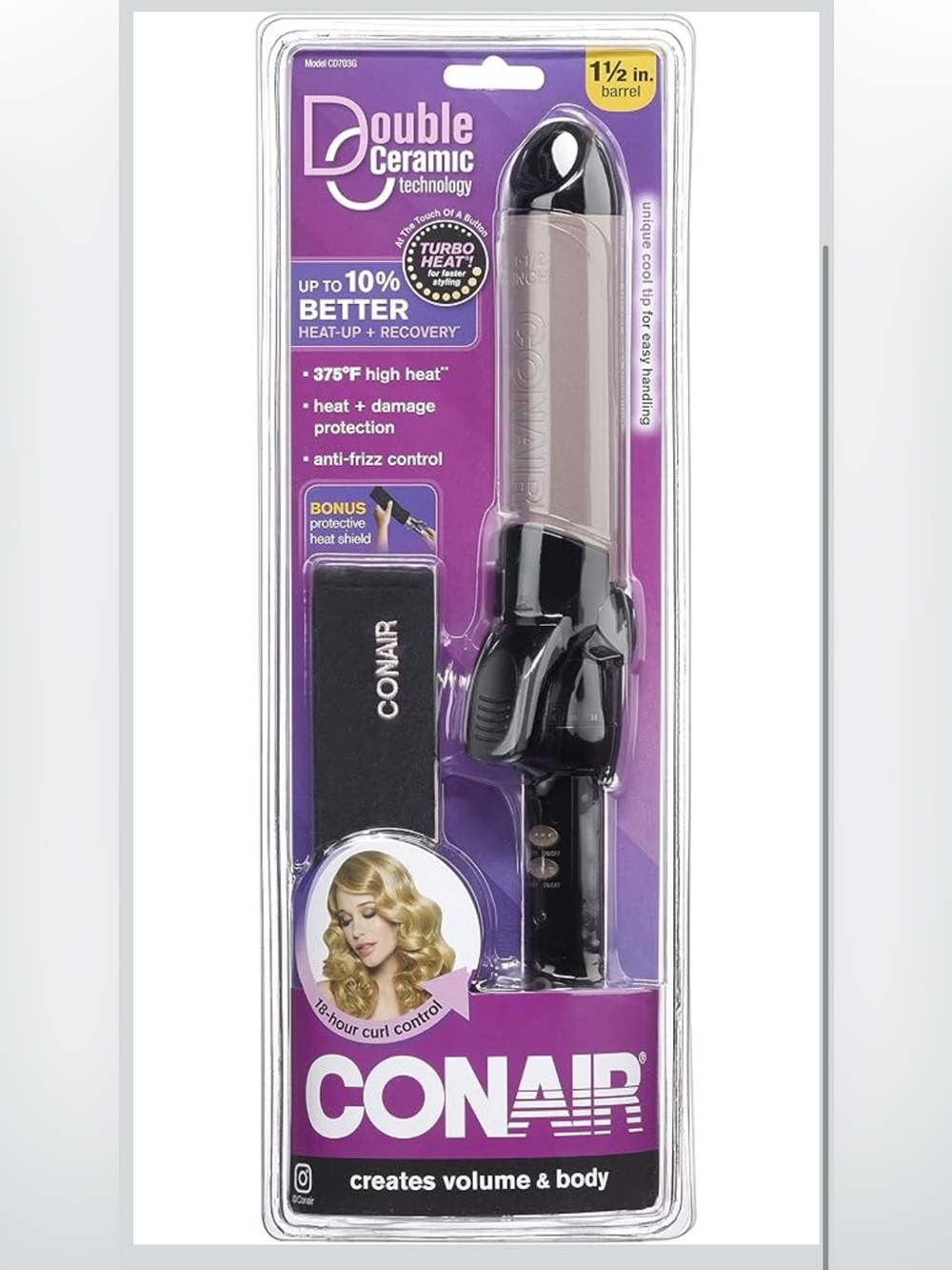 Conair Double Ceramic Curling Iron; 1 1/2-inch